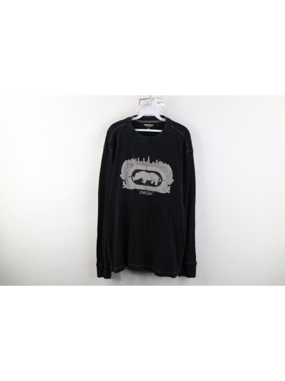 Vtg Ecko Mens XL Distressed Spell Out Thermal Waffle Knit Long Sleeve T-Shirt